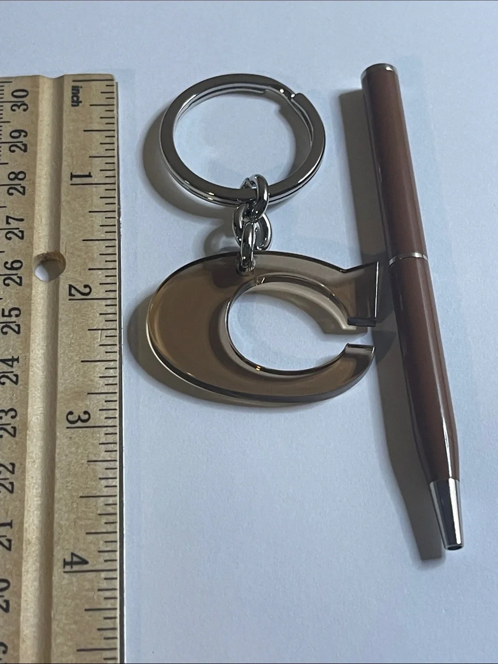 Coach Amber 'C' Acrylic Keychain with Brown Coach Pen